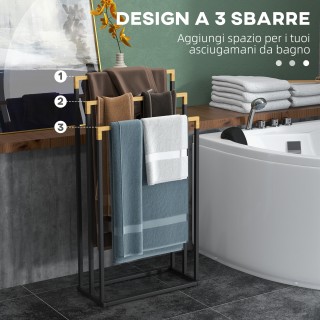 kleankin 3-Bar μπαμπού και ατσάλινη κρεμάστρα για πετσέτες με ανεξά... kleankin 3-Bar μπαμπού και ατσάλινη κρεμάστρα για πετσέτες με ανεξά...