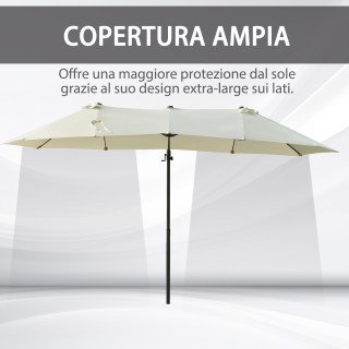 Outsunny Διπλή Ομπρέλα σε Anti-UV Αδιάβροχο Πολυεστερικό Μπεζ 440x2...