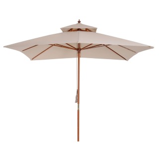 Outsunny Double Roof Garden Parasol 3x3m Cream Bamb 840-026 Outsunny Double Roof Garden Parasol 3x3m Cream Bamb 840-026