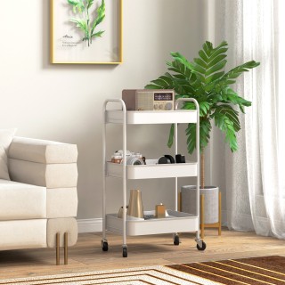 Τρόλεϊ κουζίνας HOMCOM 3 επιπέδων με χερούλια και 4 ρόδες, ατσάλι, ... Τρόλεϊ κουζίνας HOMCOM 3 επιπέδων με χερούλια και 4 ρόδες, ατσάλι, ...