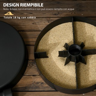 Outsunny Garden Base Parasol PP Plastic Max 18kg Βάρος, Ø45x33cm, Μ...