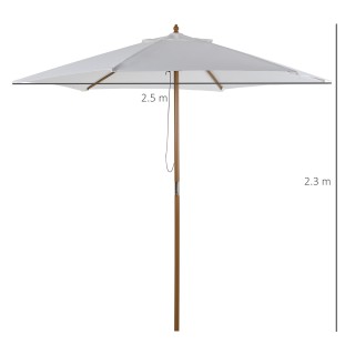 Outsunny Bamboo Garden Umbrella, Κρεμ Λευκή, 250 x 230 εκ. 84D-056CW