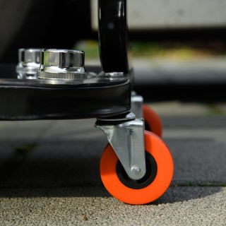 Σκαμπό εργαστηρίου με επένδυση HOMCOM με ρόδες και δίσκο εργαλείων ... Σκαμπό εργαστηρίου με επένδυση HOMCOM με ρόδες και δίσκο εργαλείων ...