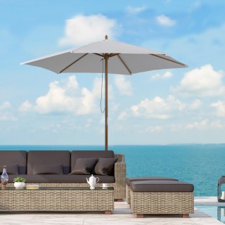 Outsunny Bamboo Garden Umbrella, Κρεμ Λευκή, 250 x 230 εκ. 84D-056CW