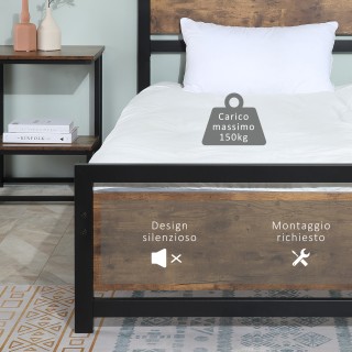 HOMCOM Κατασκευή κρεβατιού μονό από ξύλο και ατσάλι με πηχάκια βιομ... HOMCOM Κατασκευή κρεβατιού μονό από ξύλο και ατσάλι με πηχάκια βιομ...