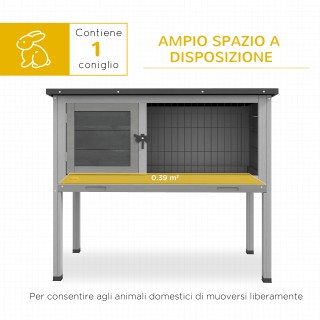 PawHut Υπαίθρια Ξύλινη Υπερυψωμένη Καλύβα με Ανοιγόμενη Οροφή και Α...