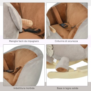 Κουνιστή πολυθρόνα HOMCOM σε σχήμα αρκούδας για μωρά 18-36 μηνών - ...