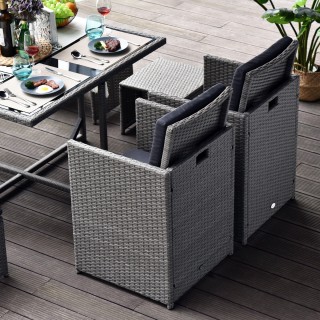 Outsunny Σετ Έπιπλα κήπου εξωτερικού χώρου 9 τεμαχίων Τραπέζι με 4 ...