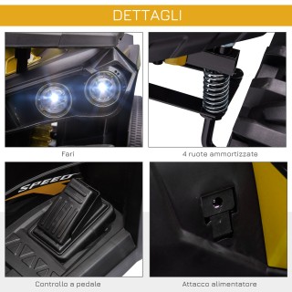 HOMCOM 12V Electric Kids Quad με λειτουργικούς προβολείς και πεντάλ...