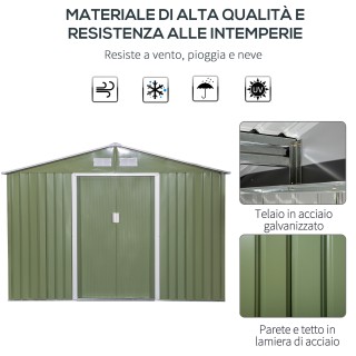 Υπόστεγο κήπου Outsunny με 2 συρόμενες πόρτες και 4 αεραγωγούς από ...