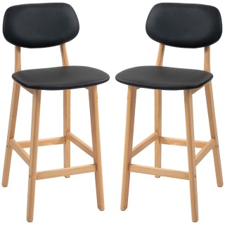 HOMCOM Σετ 2 σκαμπό μπαρ με πλάτη, κάλυμμα από συνθετικό δέρμα και ...