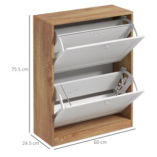 HOMCOM Λεπτή σχάρα παπουτσιών με 3 ρυθμιζόμενα ράφια σε 2 επίπεδα γ...