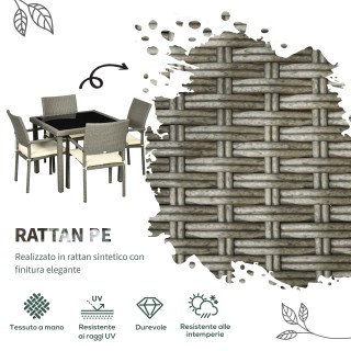 Outsunny 5 τεμαχίων PE Rattan σετ τραπεζαρίας εξωτερικού χώρου, γυά... Outsunny 5 τεμαχίων PE Rattan σετ τραπεζαρίας εξωτερικού χώρου, γυά...