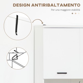 kleankin Ντουλάπι μπάνιου από μοριοσανίδα λευκή με 2 ντουλάπια με π...