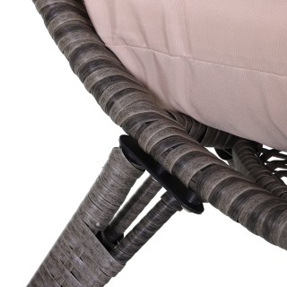 Πολυθρόνα Outsunny σε PE Rattan Grey με μαλακό μπεζ μαξιλάρι για εξ...