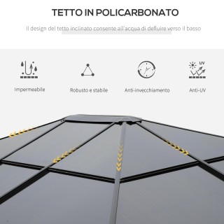 Outsunny 3,6x3m Garden Gazebo με Anti UV Polycarbonate Roof και κου... Outsunny 3,6x3m Garden Gazebo με Anti UV Polycarbonate Roof και κου...