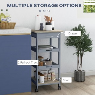 Καρότσι κουζίνας HOMCOM με συρτάρι, 2 αφαιρούμενους δίσκους και στα...