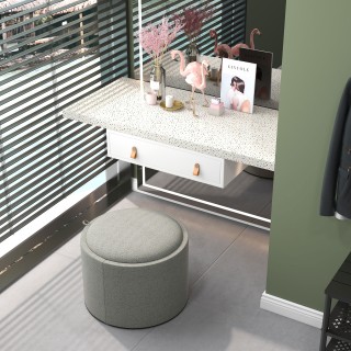 HOMCOM Linen Effect Container Πουφ, 120 kg max με καπάκι, σε MDF, 5...