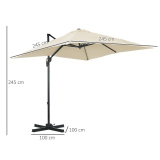 Outsunny Garden Parasol με 5 επίπεδα και ρυθμιζόμενη γωνία 360°, 24...
