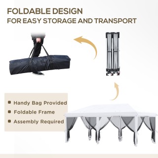 Outsunny πτυσσόμενο κιόσκι με 6 κουρτίνες κουνουπιών και ατσάλινο π...