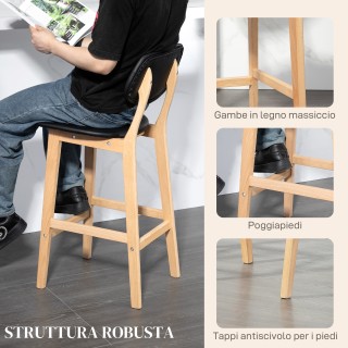 HOMCOM Σετ 2 σκαμπό μπαρ με πλάτη, κάλυμμα από συνθετικό δέρμα και ...