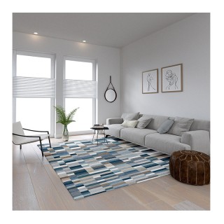 Χαλί 160 x 230 cm Χωρίς Πέλος Qube Pattern Blue Χρώματος Μπλε SPM 3...