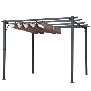 Outsunny Garden Pergola 3x3 m με αναδιπλούμενη Anti-UV οροφή και πλ...