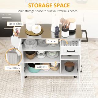 HOMCOM Kitchen Island με συρτάρι, ντουλάπι και 2 ανοιχτά ράφια, από...