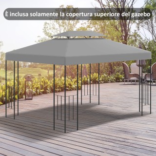 Outsunny 4x3m 2 Tier Polyester Gazebo κάλυμμα με ιμάντες και 10 οπέ...