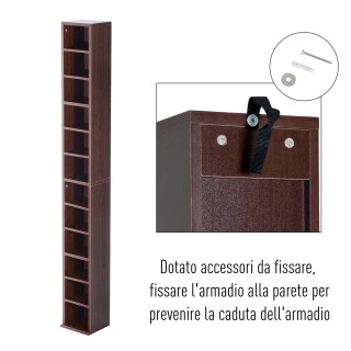 HomCom Ντουλάπα Κολώνη Βιβλιοθήκη τοίχου με Ξύλινα Ράφια, Καφέ, 21x...