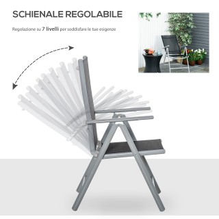 Outsunny πτυσσόμενη καρέκλα κήπου με ρυθμιζόμενη πλάτη αλουμινίου 8...