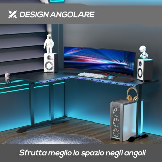 Γωνιακό γραφείο HOMCOM για gaming και γραφείο με γάντζο ακουστικών,...