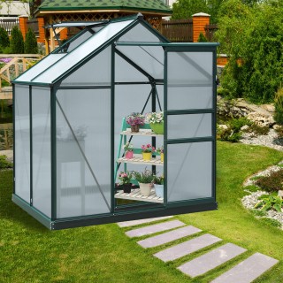 Outsunny Polycarbonate Garden Garden Anti UV 190x132x201cm, Φυτικό ...