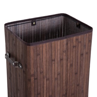 Καλάθι ρούχων HOMCOM Bamboo με καπάκι και αφαιρούμενη υφασμάτινη τσ...