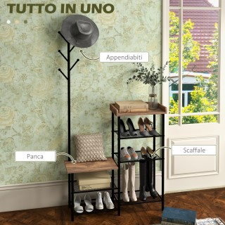 Παλτό HOMCOM με 6 γάντζους από μοριοσανίδα και ατσάλι με φορητή σχά...