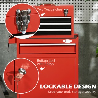 Τρόλεϊ εργαλείων DURHAND 2 σε 1 με αφαιρούμενο κουτί και ντουλάπι μ...