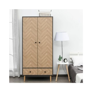 Ξύλινη Δίφυλλη Ντουλάπα με 2 Συρτάρια 90 x 50 x 190 cm HOMCOM 831-331 Ξύλινη Δίφυλλη Ντουλάπα με 2 Συρτάρια 90 x 50 x 190 cm HOMCOM 831-331