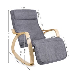 Ξύλινη Κουνιστή Πολυθρόνα με Ρυθμιζόμενο Υποπόδιο 67 x 91 x 115 cm ...