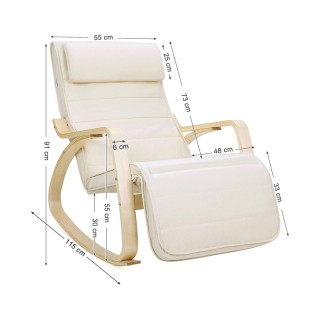 Ξύλινη Κουνιστή Πολυθρόνα με Ρυθμιζόμενο Υποπόδιο 67 x 91 x 115 cm ...