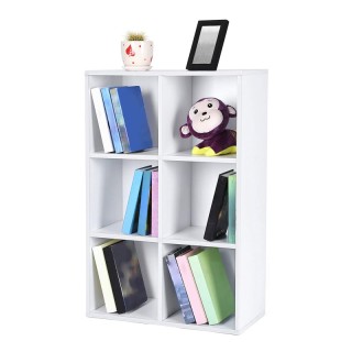 Ξύλινη Βιβλιοθήκη με 6 Ράφια 65.5 x 30 x 97.5 cm Χρώματος Λευκό VAS...