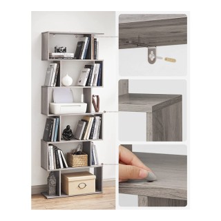 Ξύλινη Βιβλιοθήκη με 6 Ράφια 70 x 24 x 190.5 cm Χρώματος Γκρι VASAG...