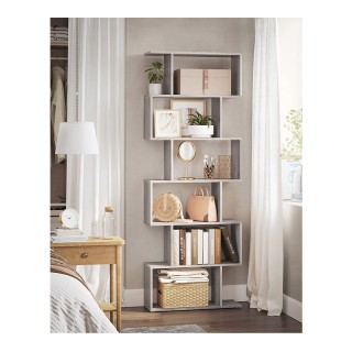 Ξύλινη Βιβλιοθήκη με 6 Ράφια 70 x 24 x 190.5 cm Χρώματος Γκρι VASAG... Ξύλινη Βιβλιοθήκη με 6 Ράφια 70 x 24 x 190.5 cm Χρώματος Γκρι VASAG...