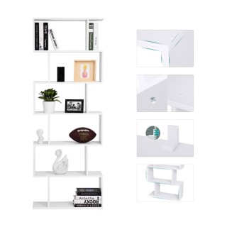 Ξύλινη Βιβλιοθήκη με 6 Ράφια 70 x 24 x 190.5 cm Χρώματος Λευκό VASA... Ξύλινη Βιβλιοθήκη με 6 Ράφια 70 x 24 x 190.5 cm Χρώματος Λευκό VASA...