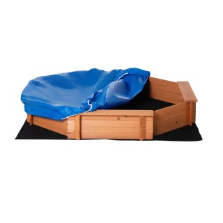 Ξύλινη Αμμοδόχος με Καθίσματα και Κάλυμμα 139.5 x 139.5 x 21.5 cm O...