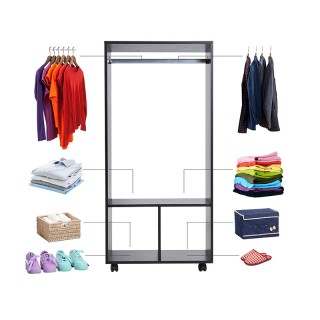 Ξύλινη Ανοιχτή Τροχήλατη Ντουλάπα 60 x 40 x 128 cm HOMCOM 831-208BK Ξύλινη Ανοιχτή Τροχήλατη Ντουλάπα 60 x 40 x 128 cm HOMCOM 831-208BK