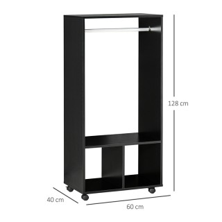 Ξύλινη Ανοιχτή Τροχήλατη Ντουλάπα 60 x 40 x 128 cm HOMCOM 831-208BK Ξύλινη Ανοιχτή Τροχήλατη Ντουλάπα 60 x 40 x 128 cm HOMCOM 831-208BK