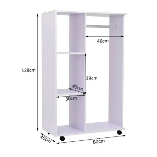 Ξύλινη Ανοιχτή Τροχήλατη Ντουλάπα 80 x 40 x 128 cm HOMCOM 02-0604