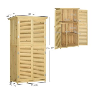Ξύλινη Δίφυλλη Αδιάβροχη Ντουλάπα Κήπου 87 x 46.5 x 160 cm Outsunny...
