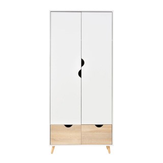 Ξύλινη Δίφυλλη Ντουλάπα με 2 Συρτάρια 80 x 40 x 180 cm HOMCOM 831-290