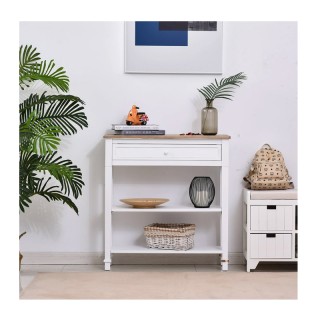 Ξύλινη Κονσόλα με 1 Συρτάρι και 2 Ράφια 80.5 x 75.6 x 27.5 cm HOMCO... Ξύλινη Κονσόλα με 1 Συρτάρι και 2 Ράφια 80.5 x 75.6 x 27.5 cm HOMCO...